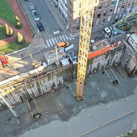 Residentie Asklépios - Ontwikkeling en opvolging van het bouwproject: 01/2021 - Betonnering van de fundatieplaat