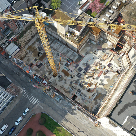 Residentie Asklépios - Ontwikkeling en opvolging van het bouwproject: 04/2021 - Luchtfoto van het bouwproject
